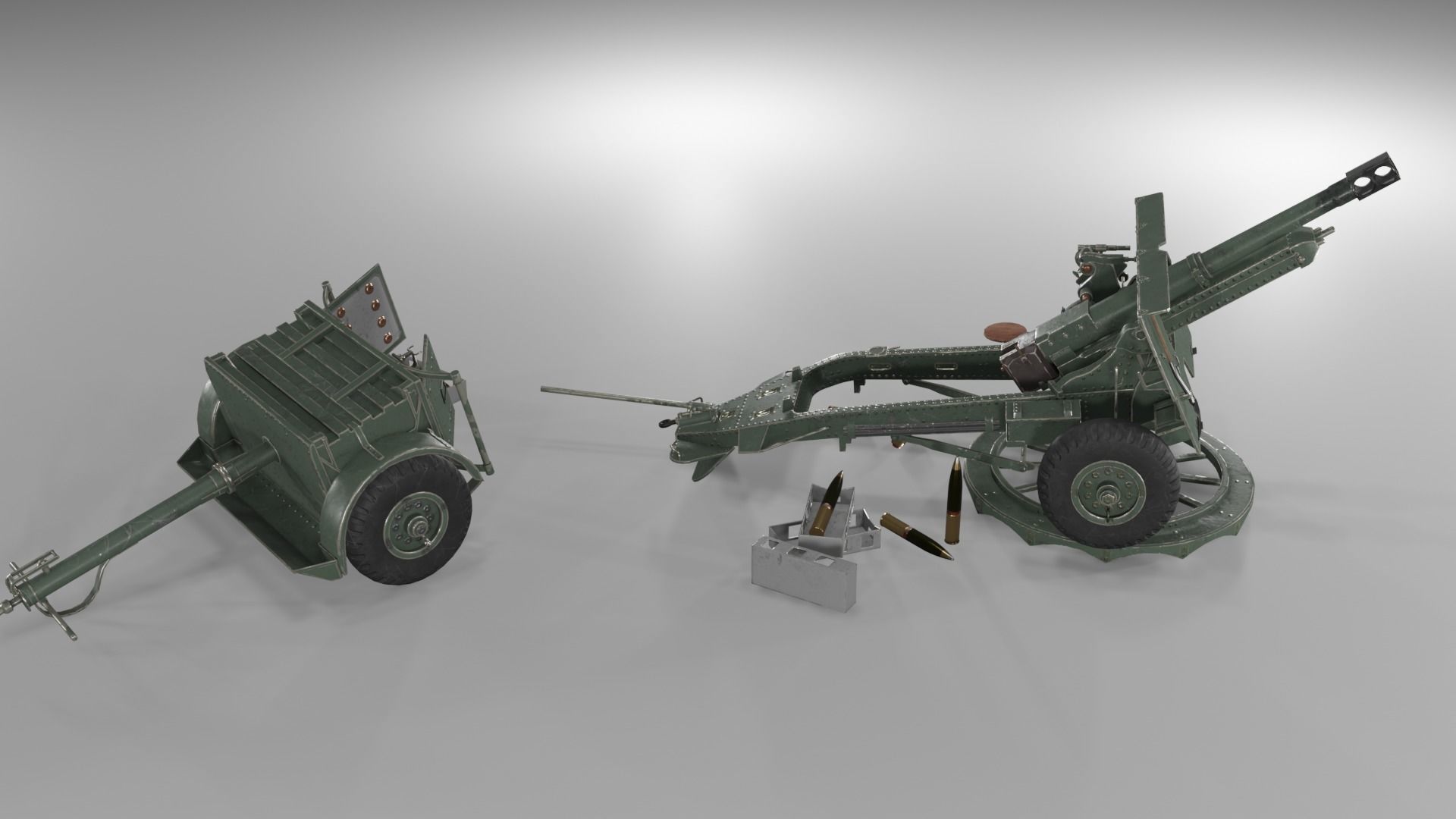 Ordnance QF 25-pounder field gun Low-poly 3D model_17
