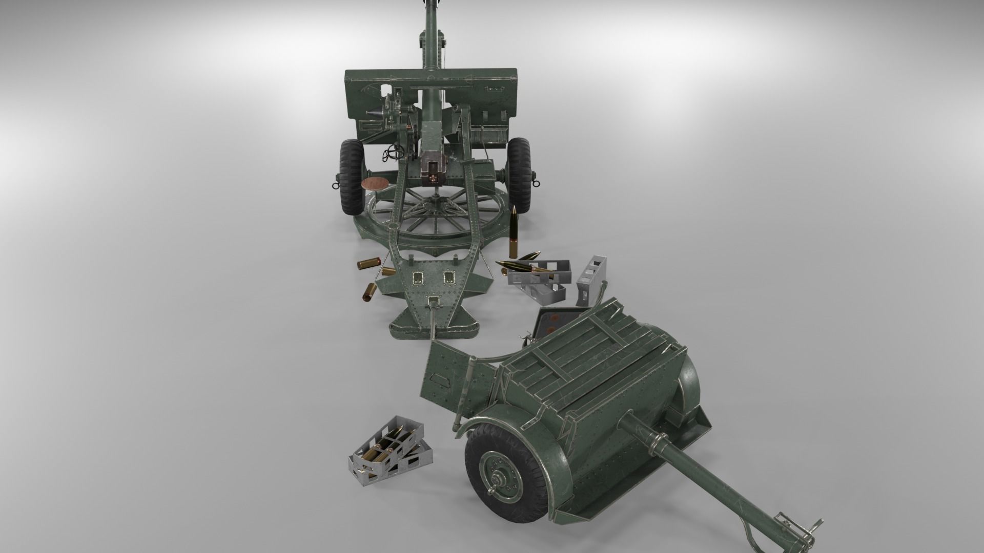 Ordnance QF 25-pounder field gun Low-poly 3D model_20