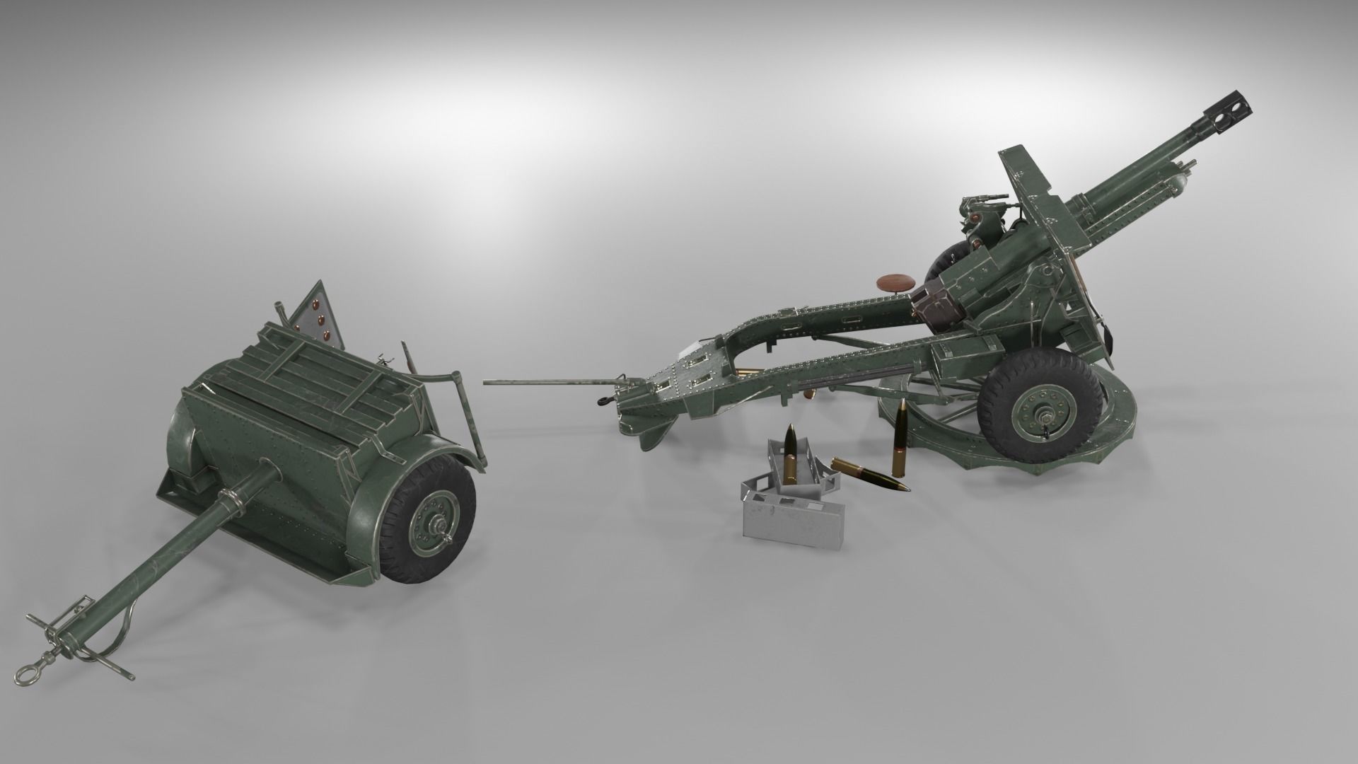 Ordnance QF 25-pounder field gun Low-poly 3D model_19