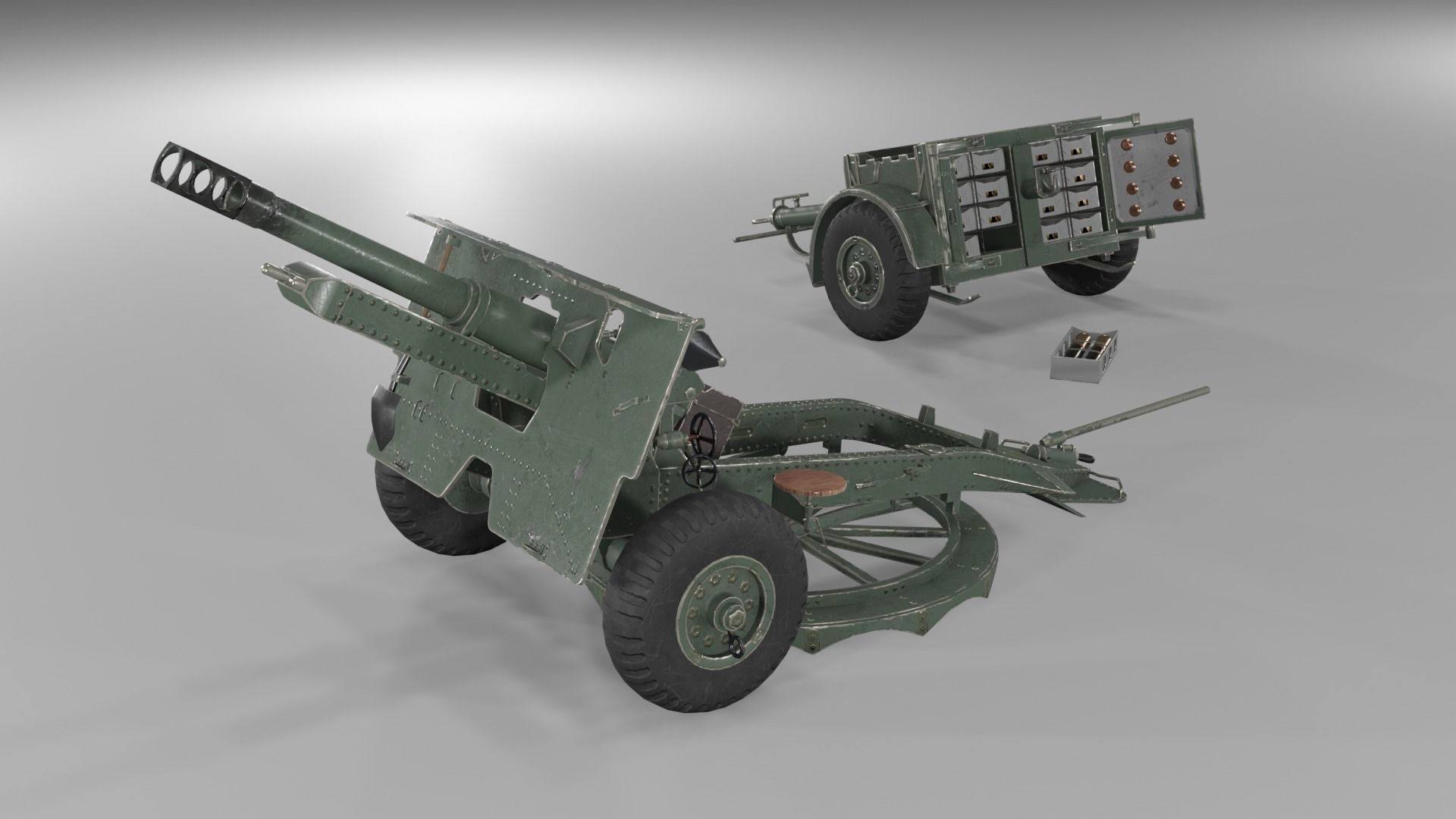 Ordnance QF 25-pounder field gun Low-poly 3D model_4