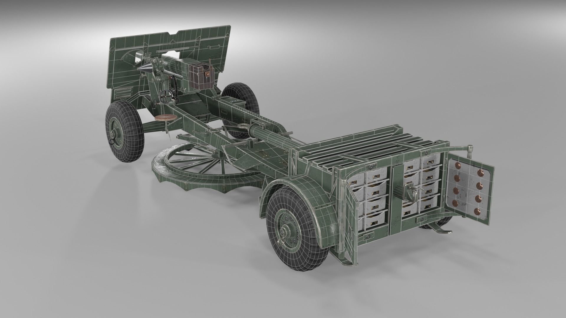 Ordnance QF 25-pounder field gun Low-poly 3D model_13