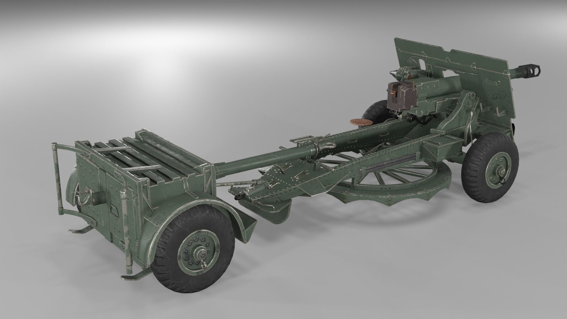 Ordnance QF 25-pounder field gun Low-poly 3D model_8