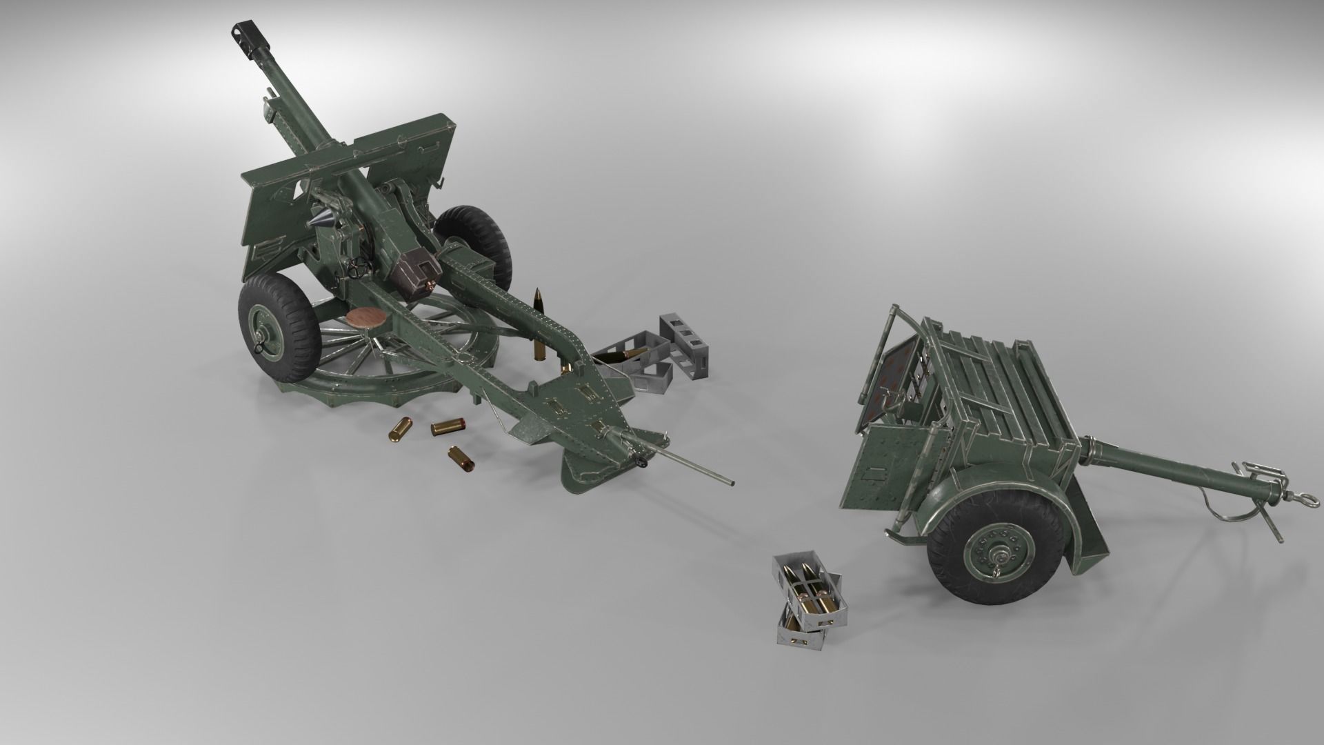 Ordnance QF 25-pounder field gun Low-poly 3D model_29