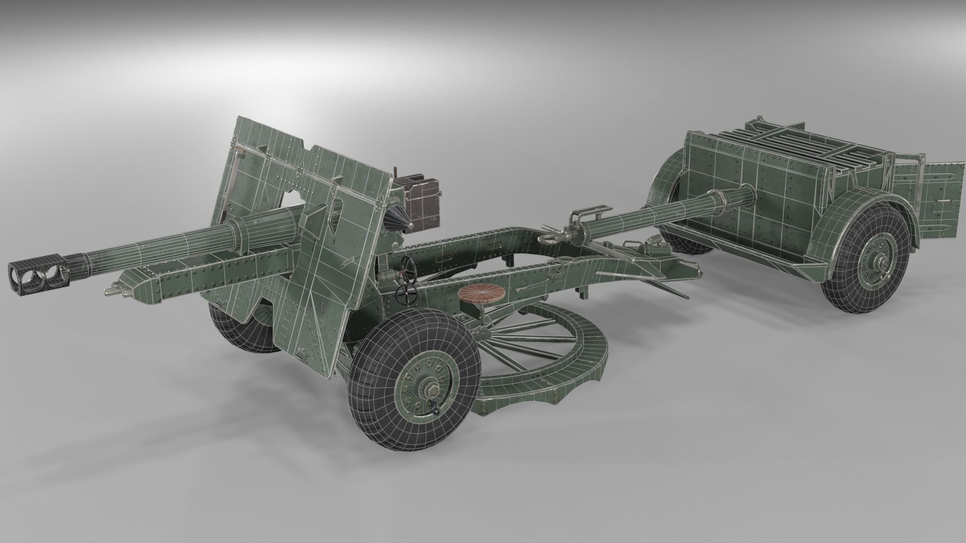 Ordnance QF 25-pounder field gun Low-poly 3D model_10