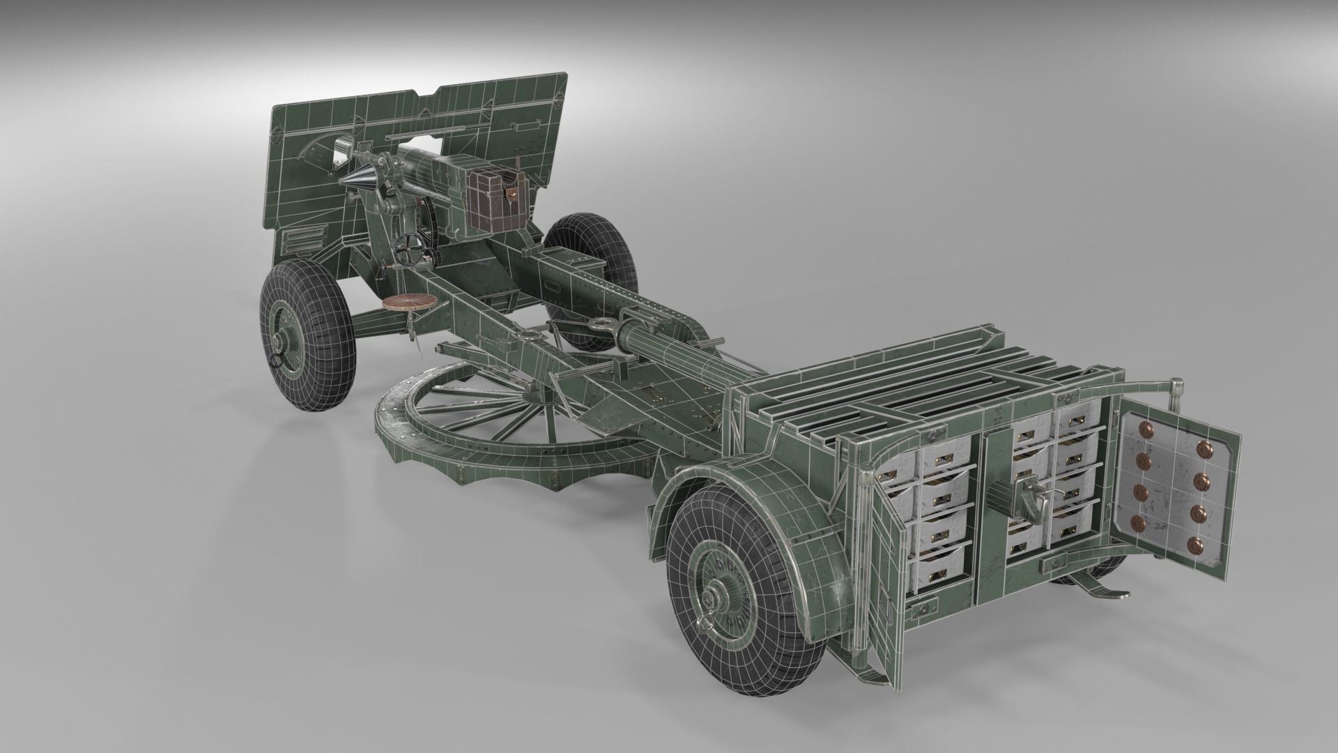 Ordnance QF 25-pounder field gun Low-poly 3D model_11