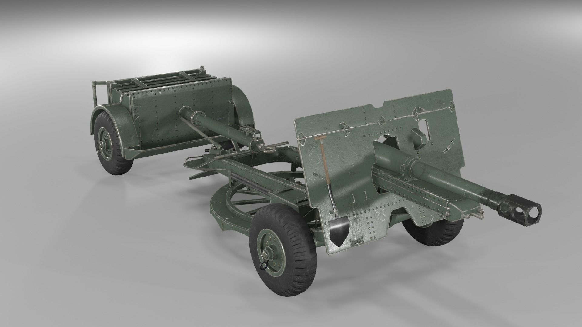 Ordnance QF 25-pounder field gun Low-poly 3D model_7