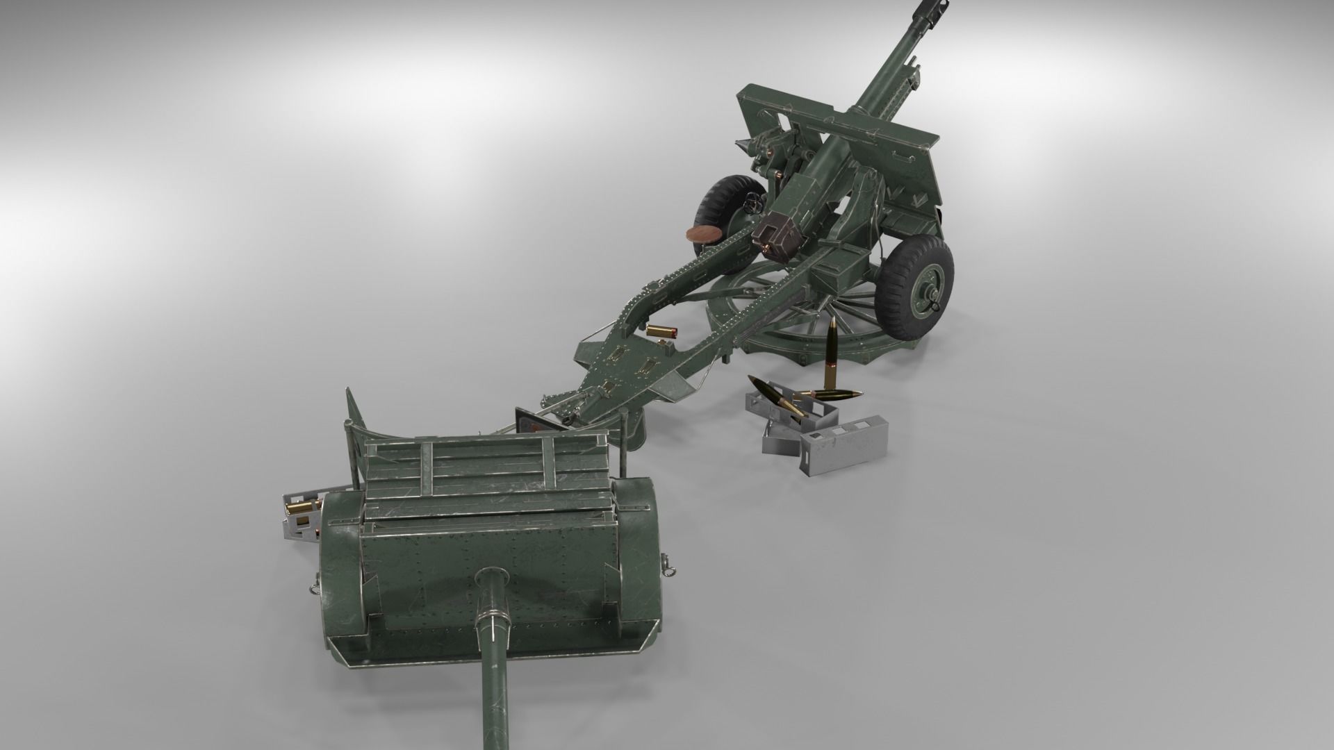 Ordnance QF 25-pounder field gun Low-poly 3D model_24