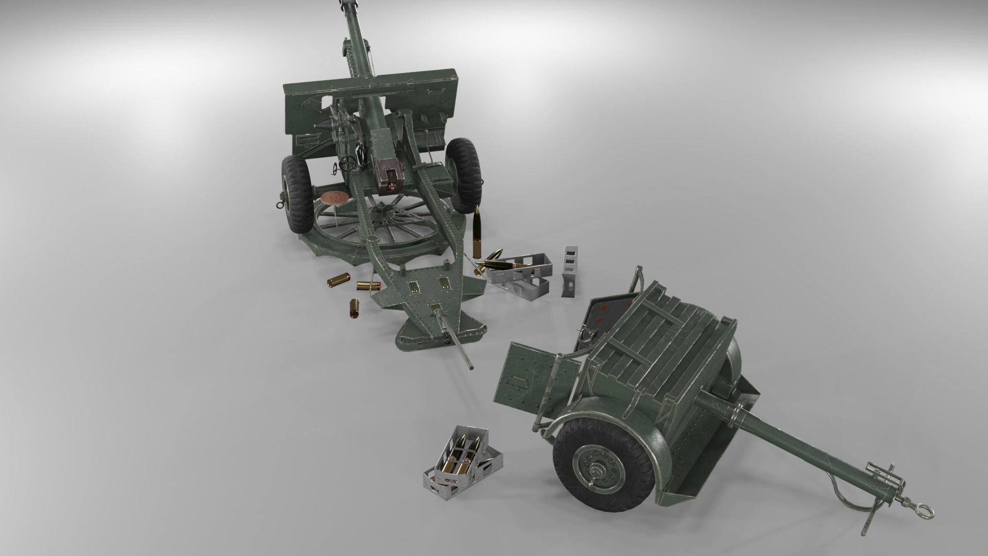 Ordnance QF 25-pounder field gun Low-poly 3D model_16
