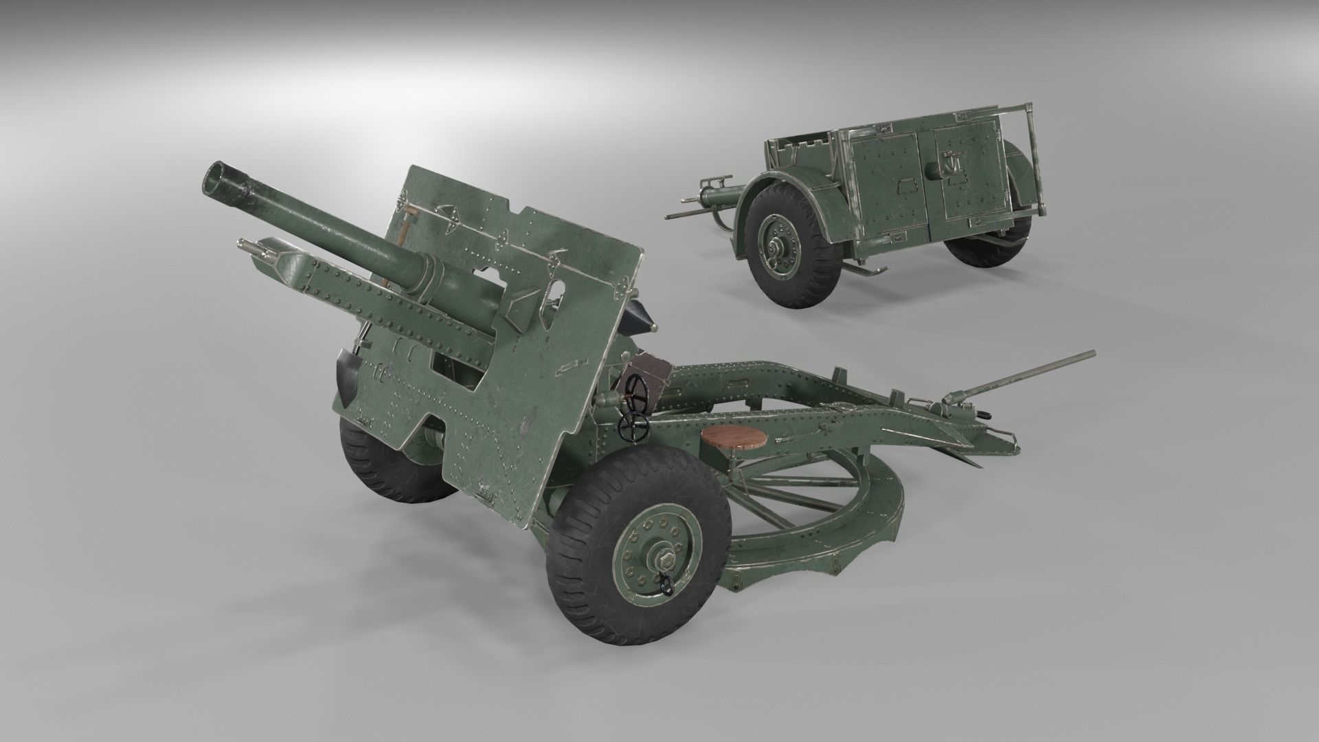 Ordnance QF 25-pounder field gun Low-poly 3D model_5
