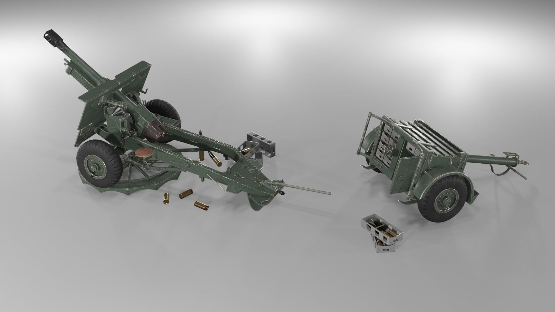 Ordnance QF 25-pounder field gun Low-poly 3D model_14