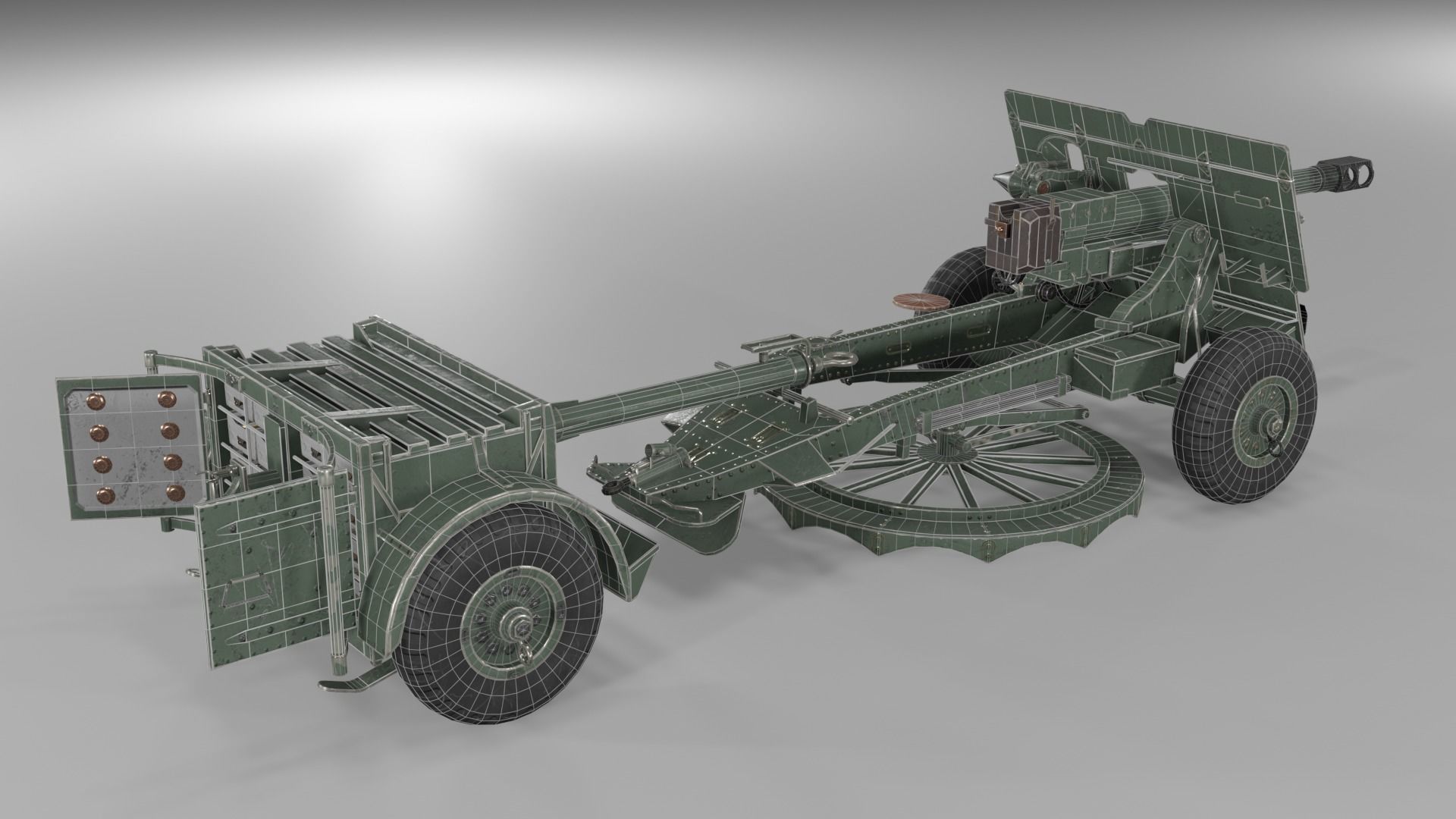Ordnance QF 25-pounder field gun Low-poly 3D model_12