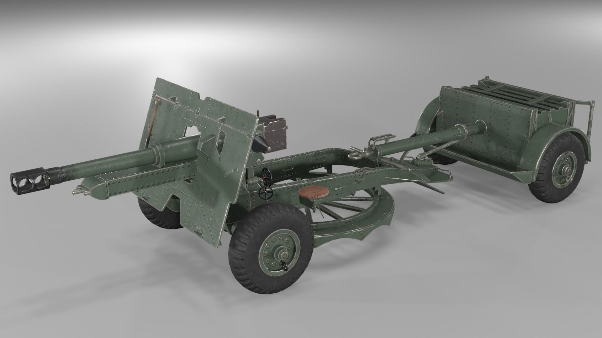 Ordnance QF 25-pounder field gun Low-poly 3D model_6