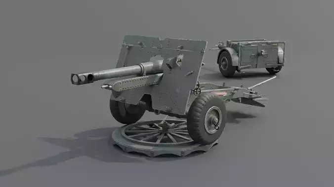 Ordnance QF 25-pounder field gun Low-poly 3D model
