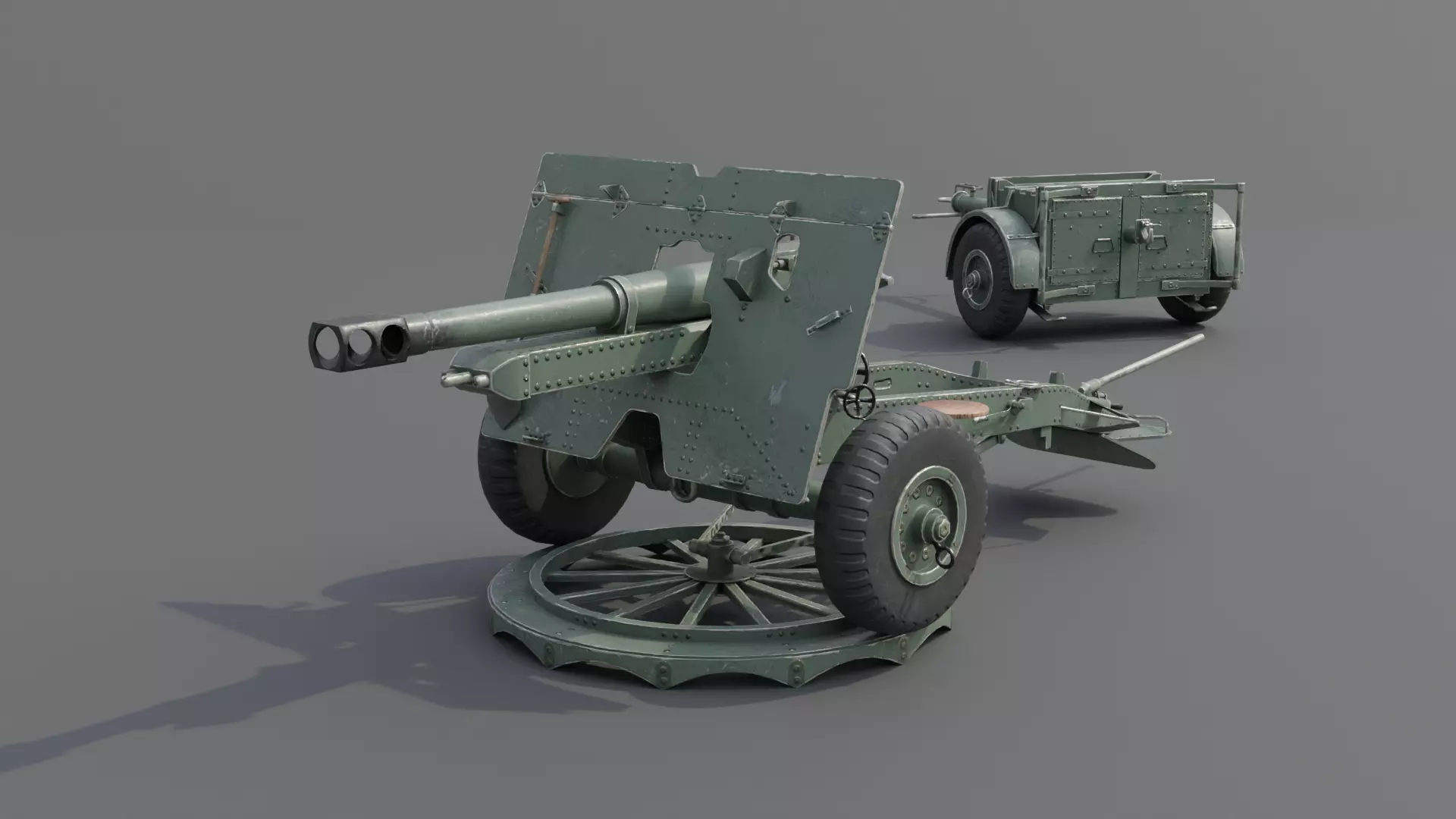 Ordnance QF 25-pounder field gun Low-poly 3D model_0