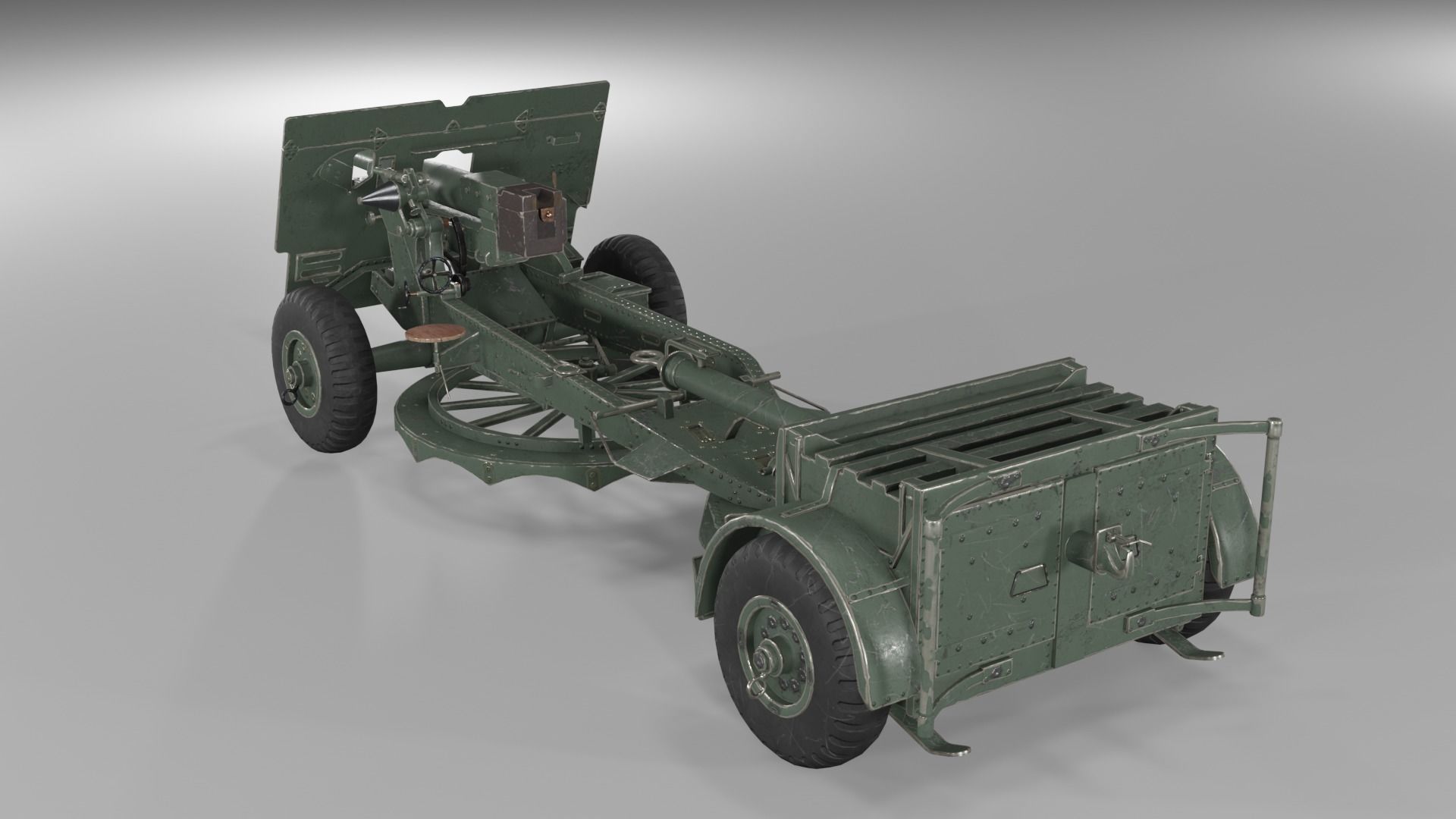Ordnance QF 25-pounder field gun Low-poly 3D model_9