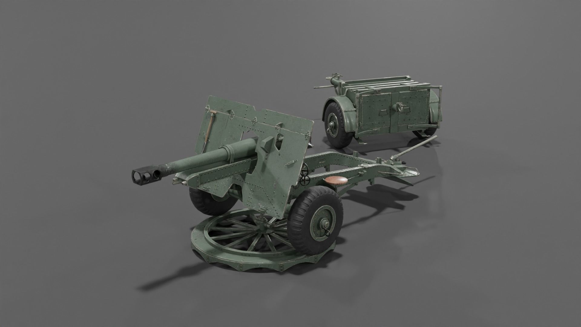 Ordnance QF 25-pounder field gun Low-poly 3D model_2