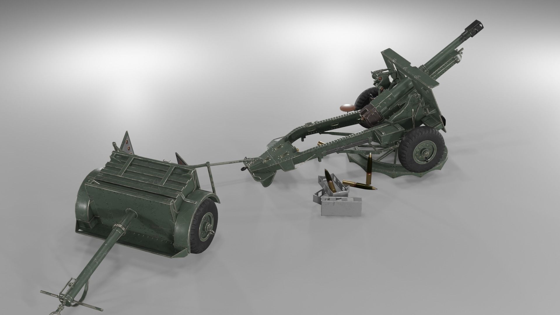 Ordnance QF 25-pounder field gun Low-poly 3D model_21