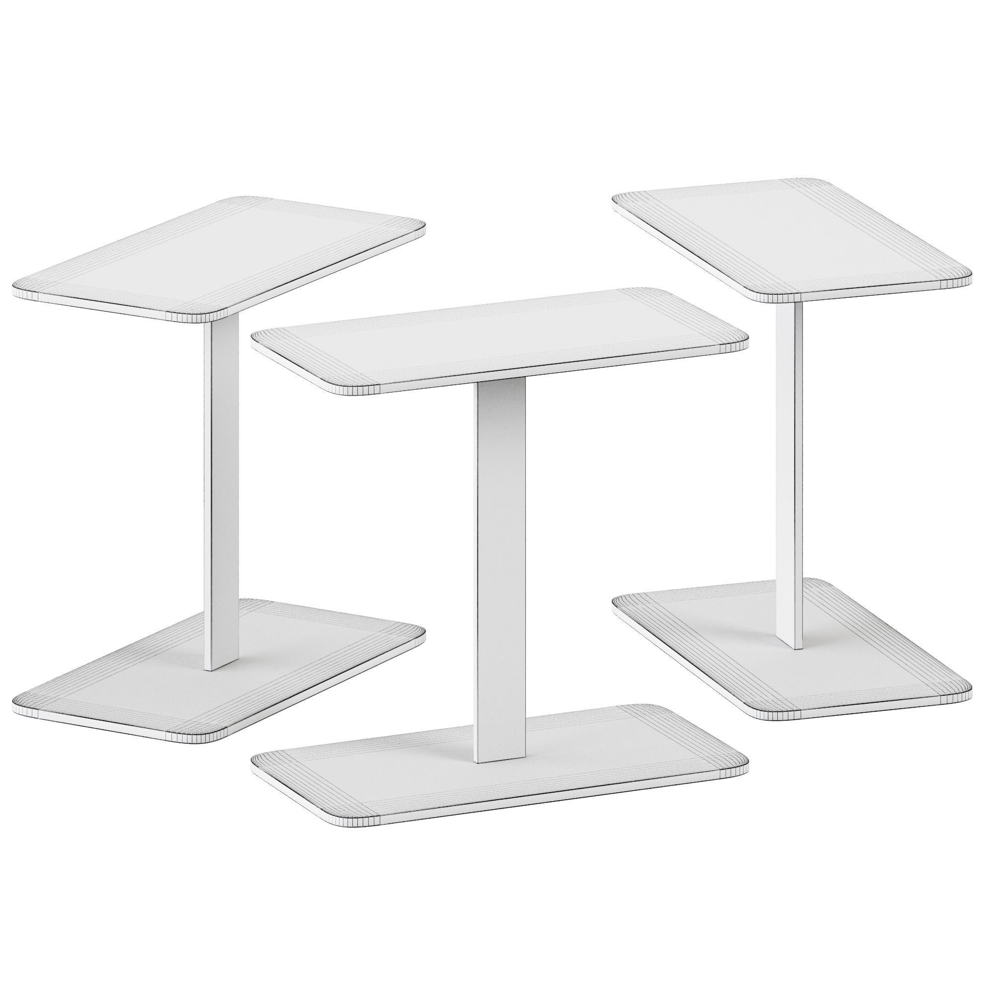 Serra Low Wooden Rectangle Table by Viccarbe 3D model_1