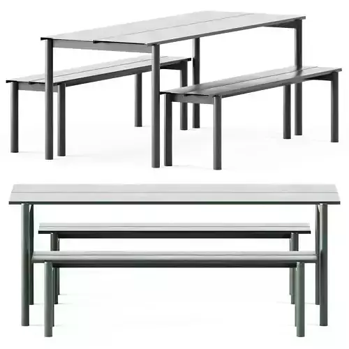 Linear Steel Garden Set L 200cm Table and Bench by Muuto