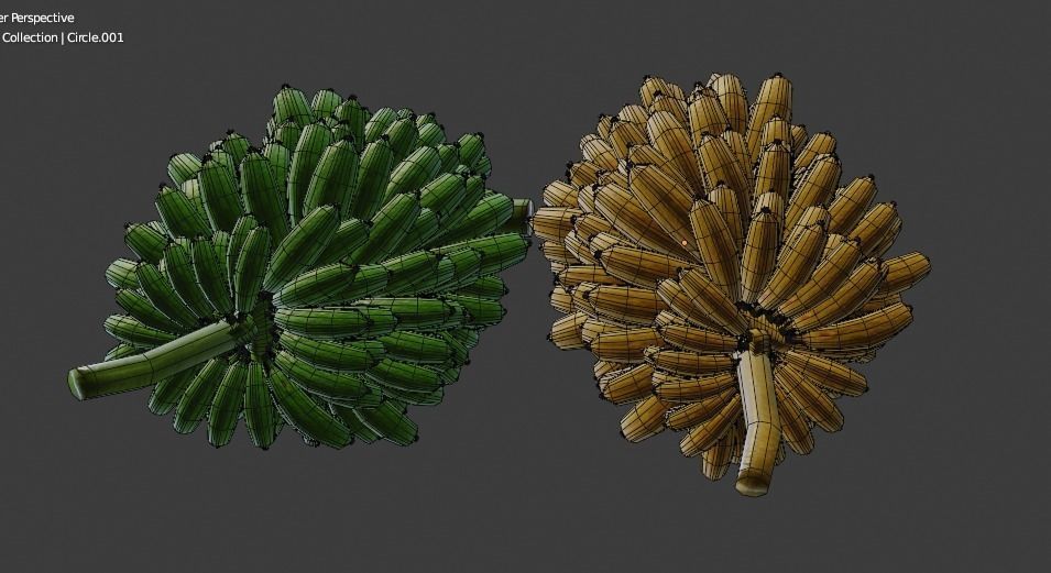 GREEN AND YELLOW BANANAS Low-poly 3D model_30