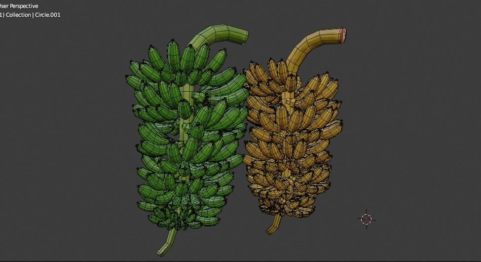 GREEN AND YELLOW BANANAS Low-poly 3D model_25