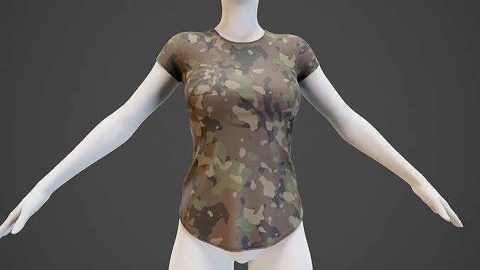 Camo T-Shirt Low-poly 3D model