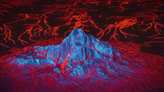 Landscape with hill and rivers