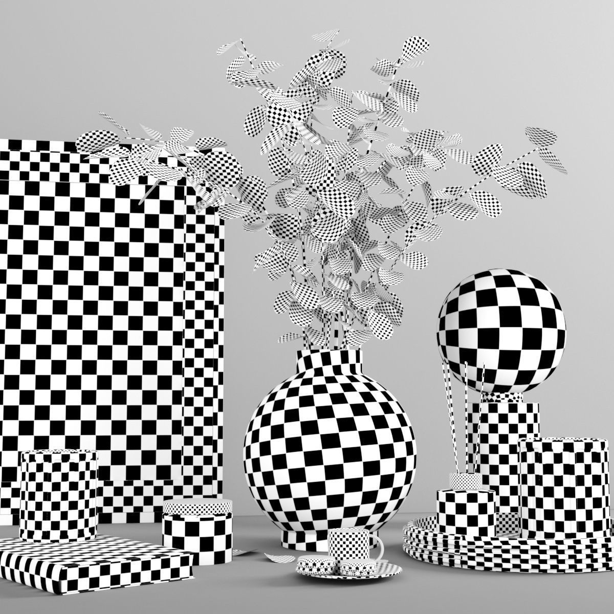 decorative set with lunaria 3D model_7