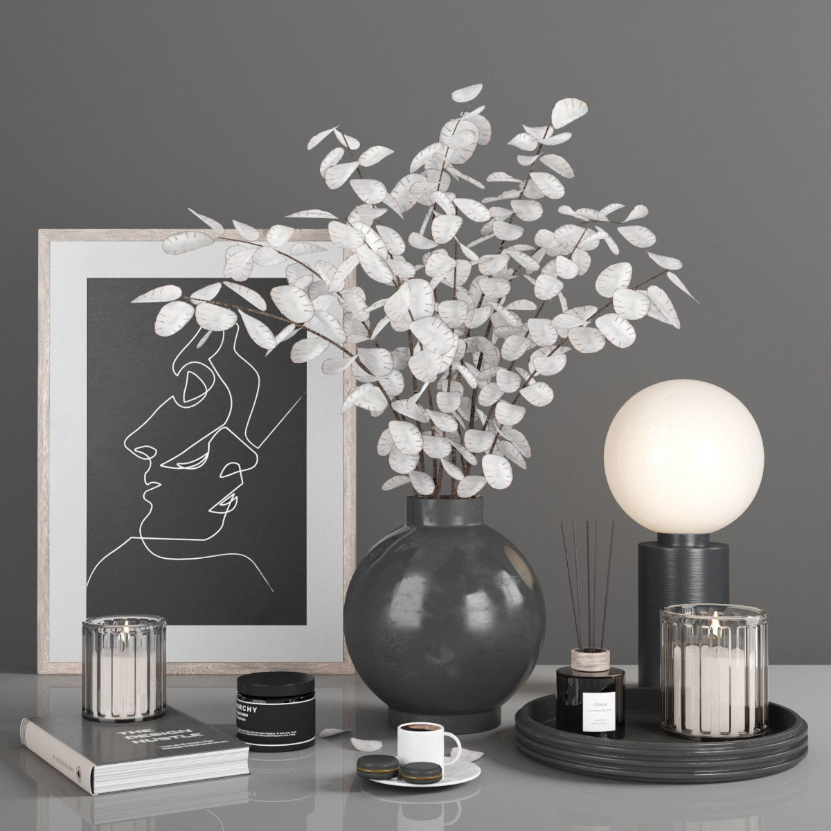 decorative set with lunaria 3D model_2