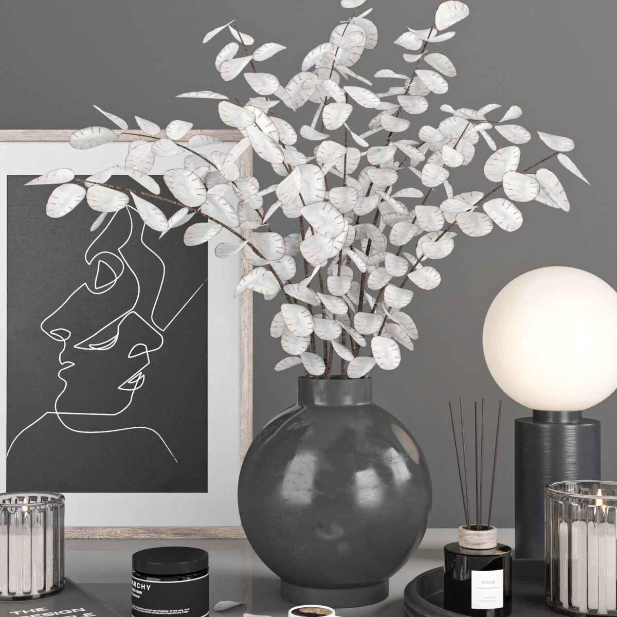 decorative set with lunaria 3D model_1