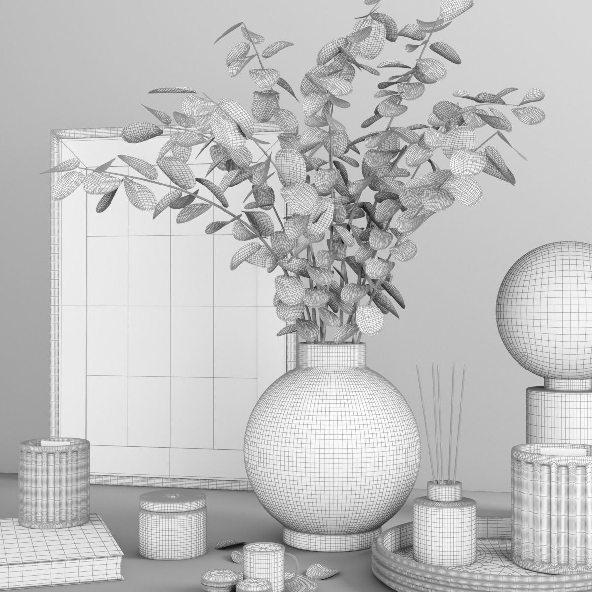 decorative set with lunaria 3D model_6