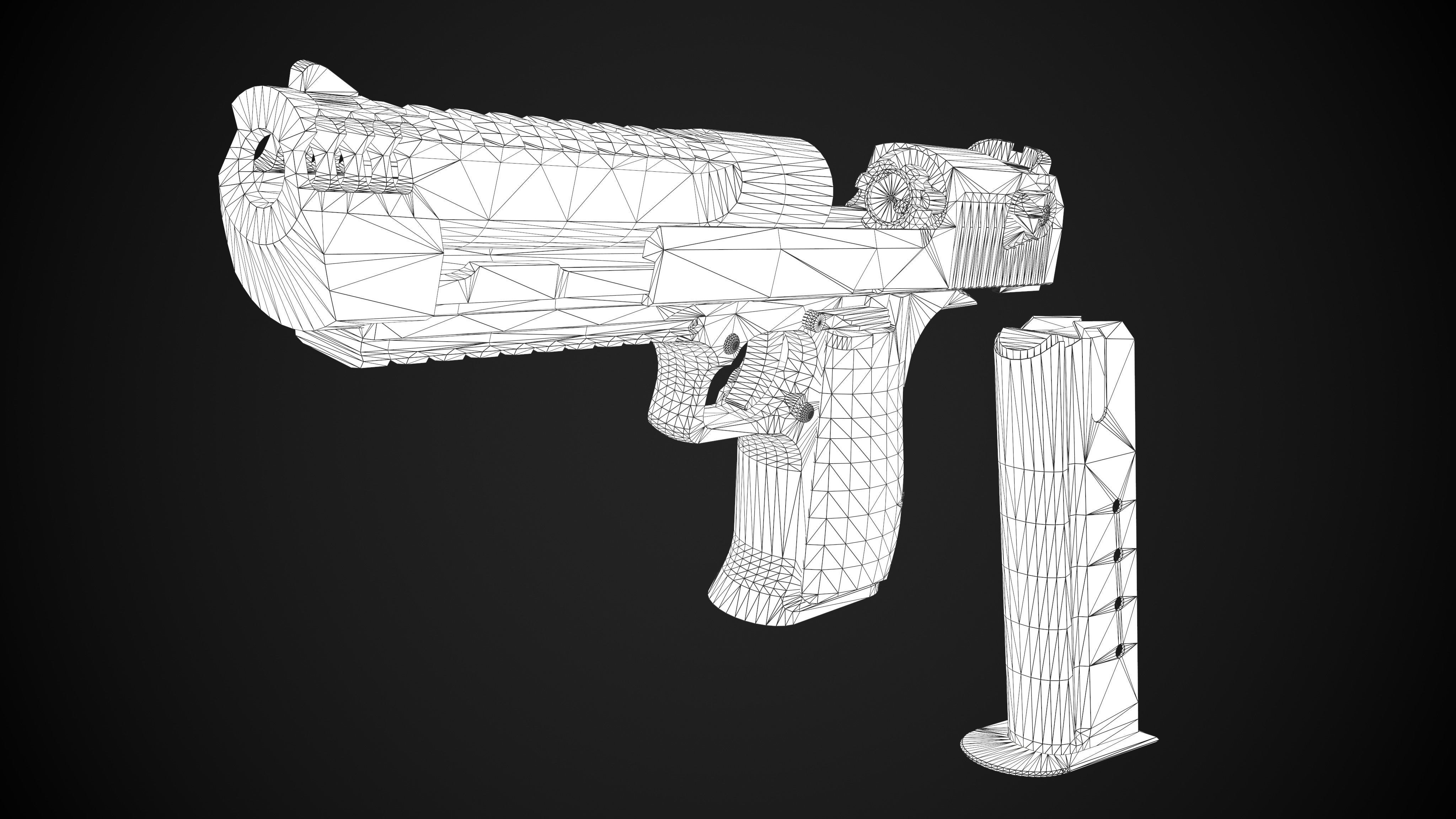 Desert Eagle PBR Worn Low-poly 3D model_5