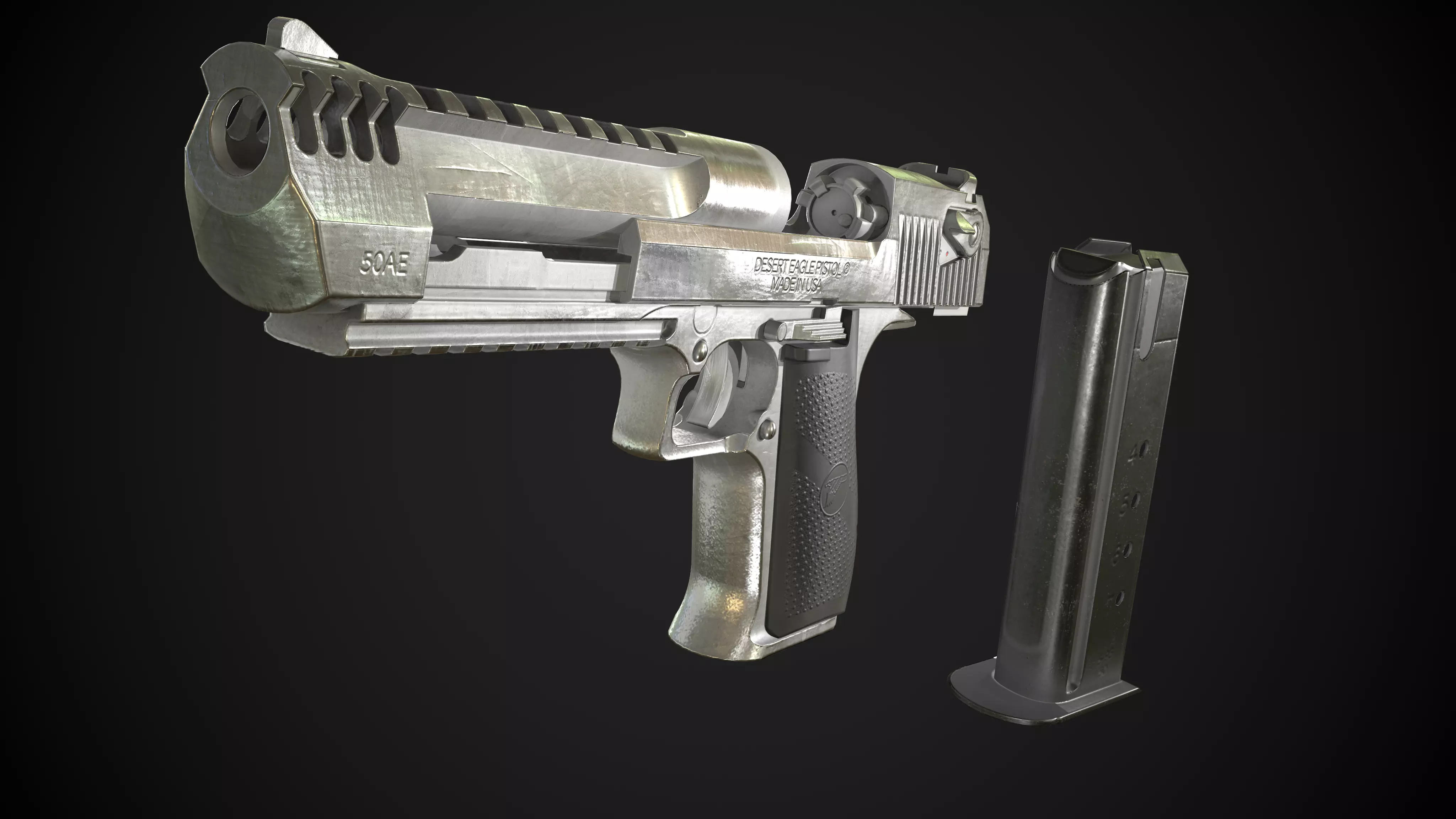 Desert Eagle PBR Worn Low-poly 3D model_0