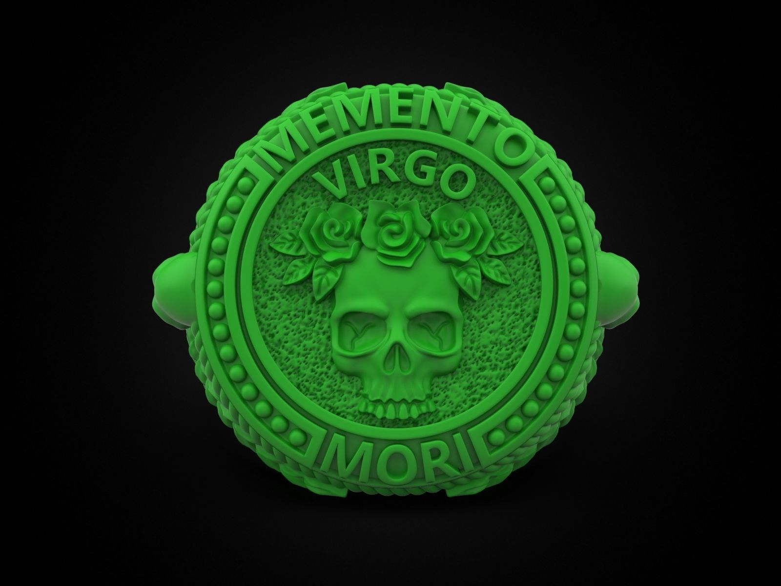Zodiac skull ring Virgo 3D print model_7