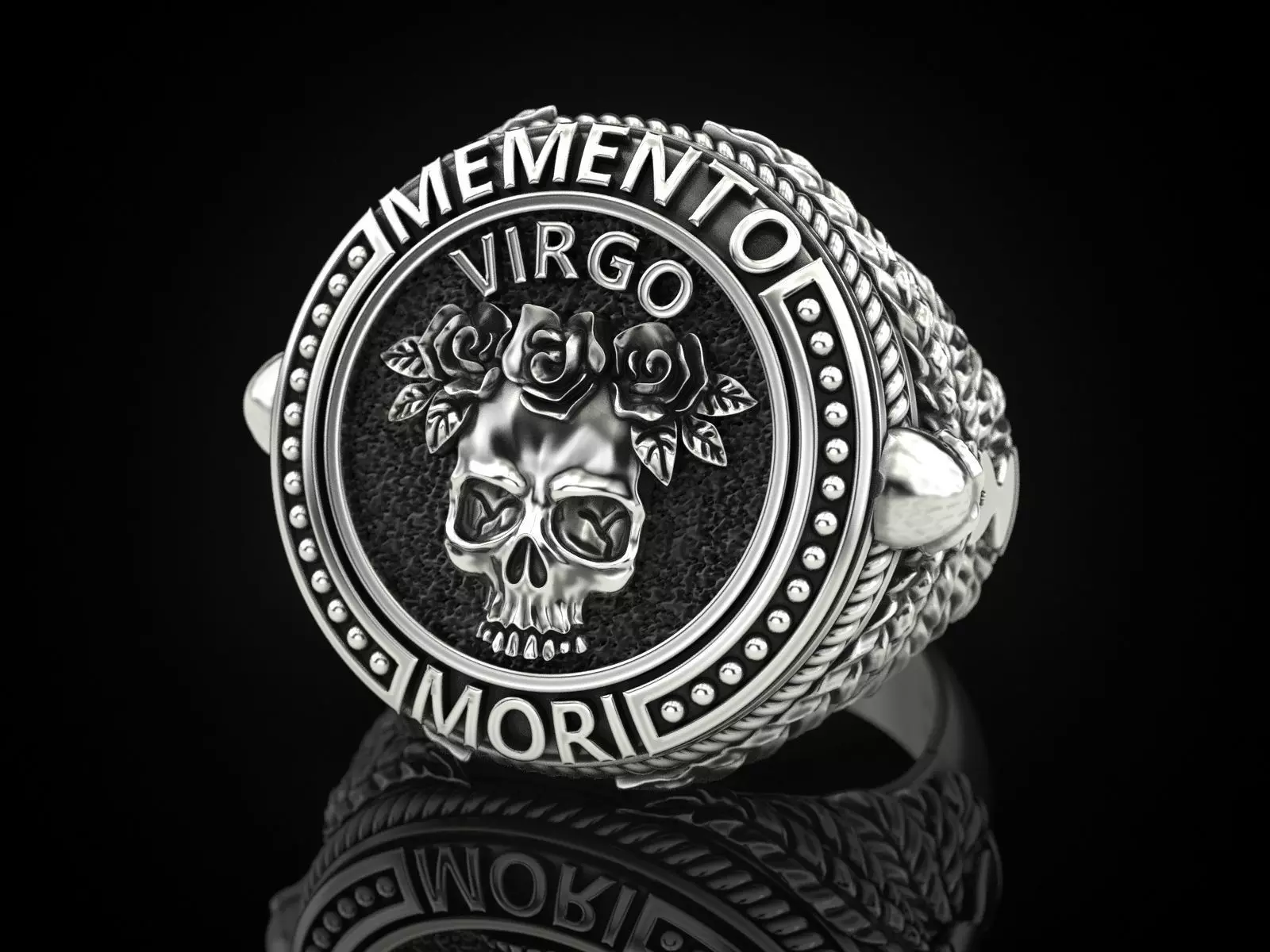 Zodiac skull ring Virgo 3D print model_0