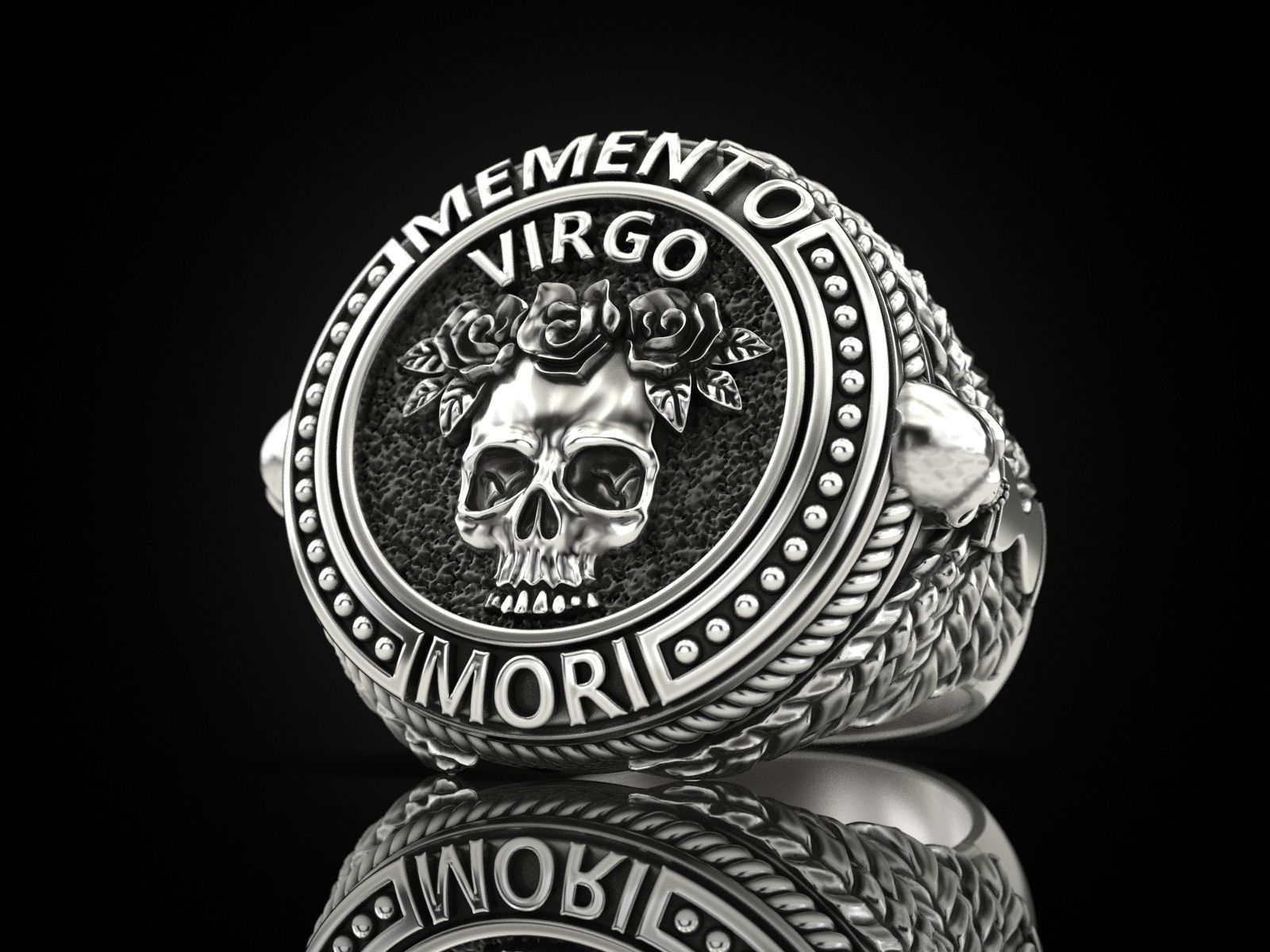 Zodiac skull ring Virgo 3D print model_1