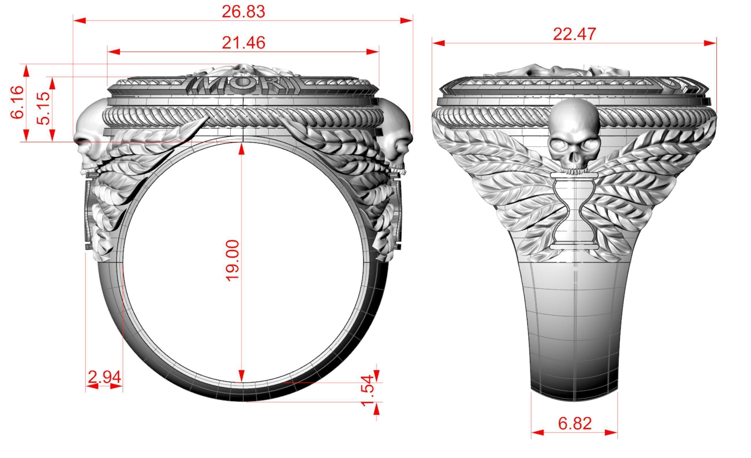 Zodiac skull ring Virgo 3D print model_9