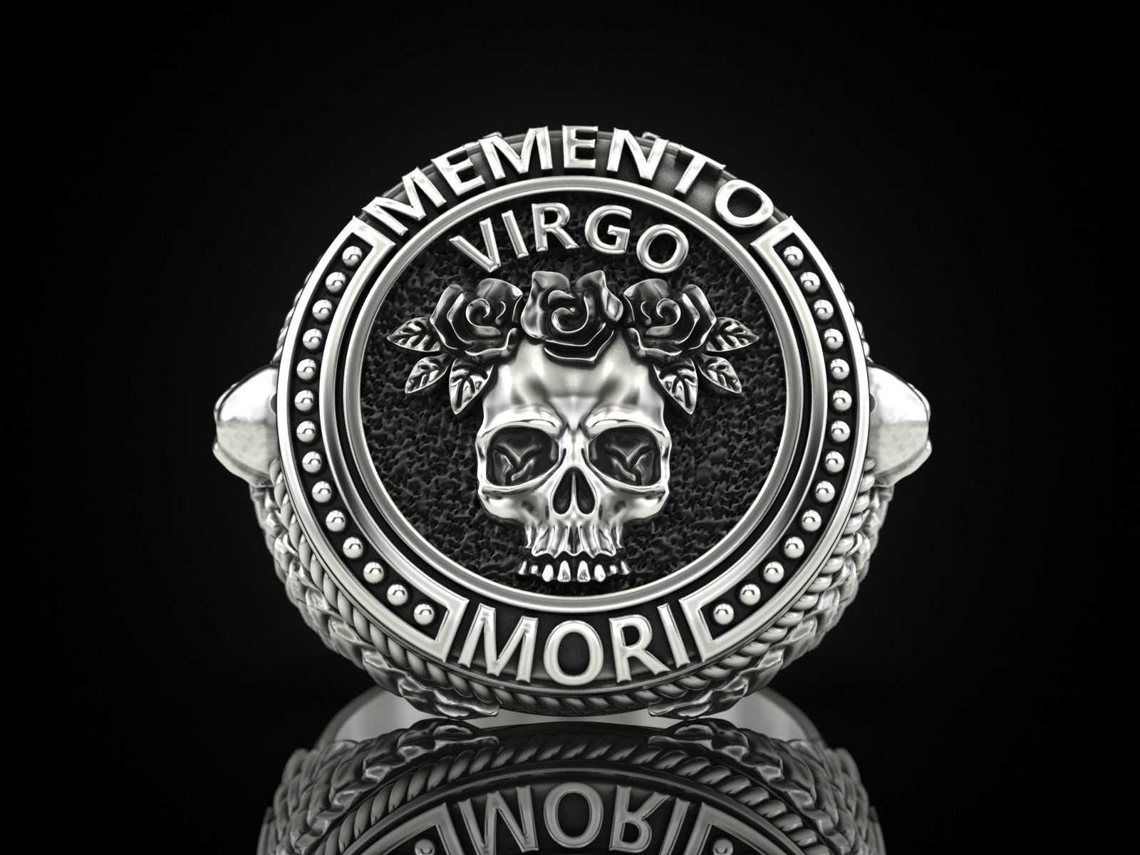 Zodiac skull ring Virgo 3D print model_4