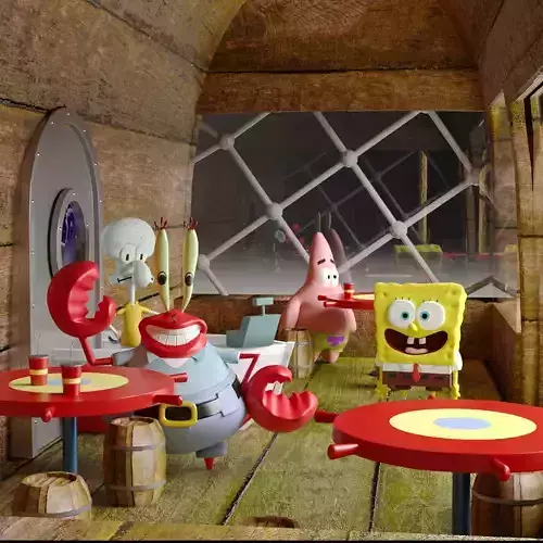 The Krusty Krab with SpongeBob Patrick Squidward and Mr Krabs  3D model