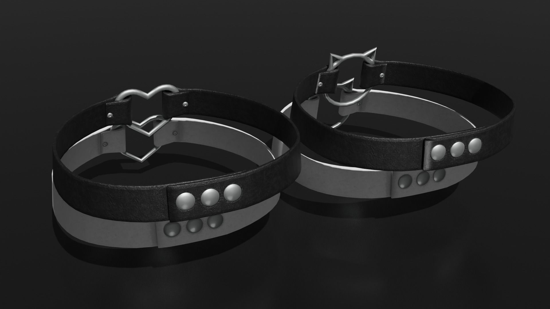 Chokers cat and heart Low-poly 3D model_1