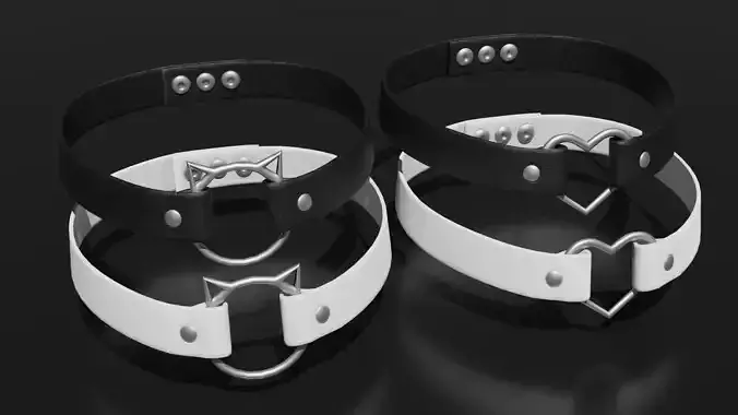 Chokers cat and heart Low-poly 3D model
