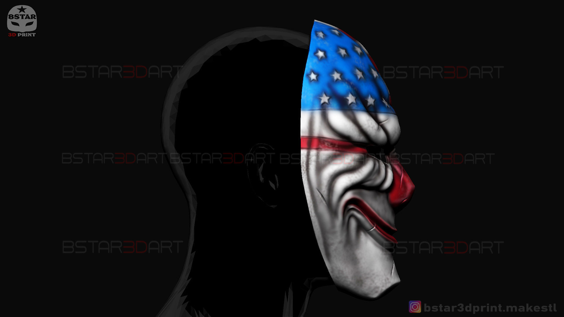 Dallas Mask - Payday 2 Mask - Halloween Cosplay Mask 3D print model_15