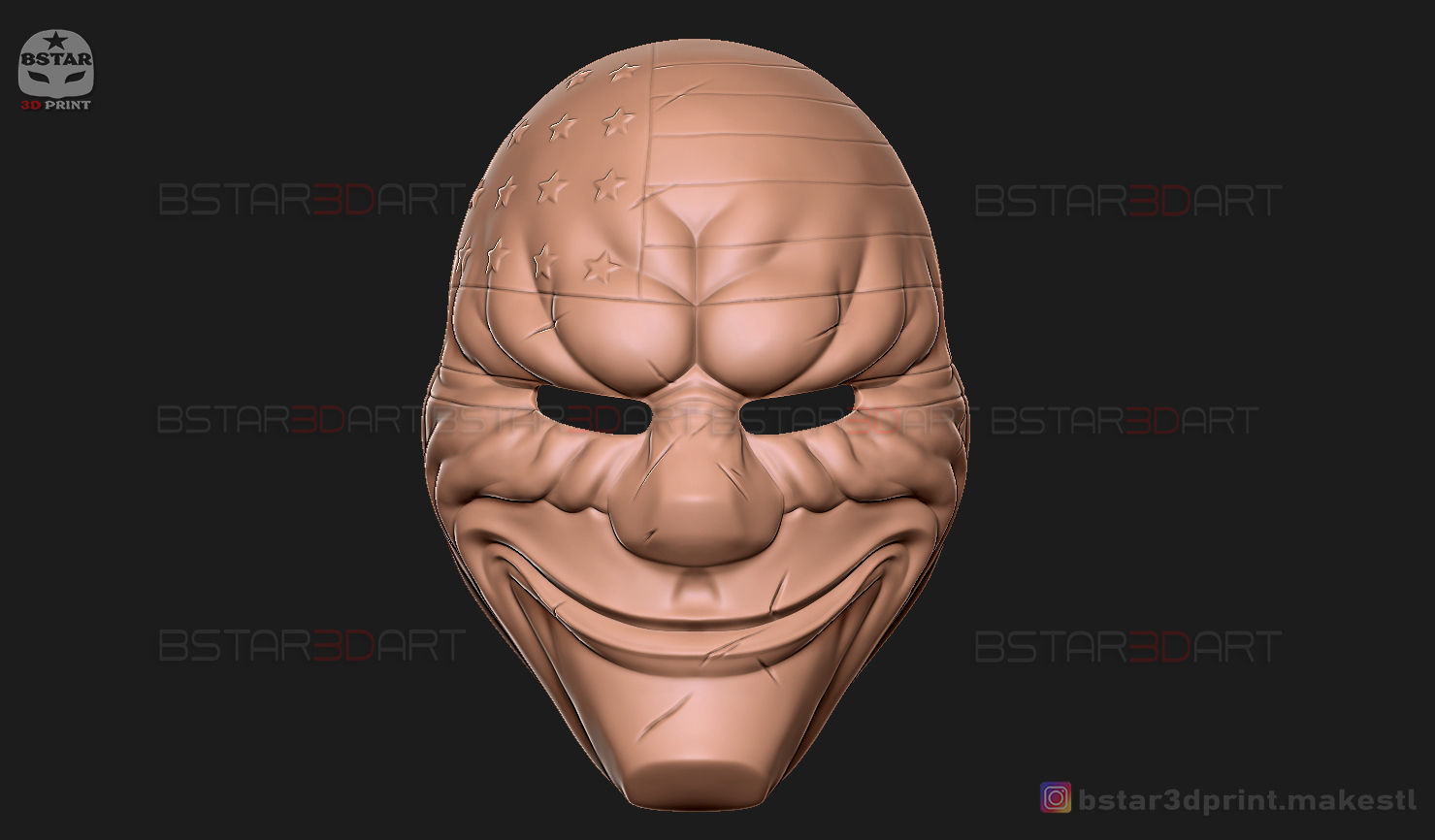 Dallas Mask - Payday 2 Mask - Halloween Cosplay Mask 3D print model_17