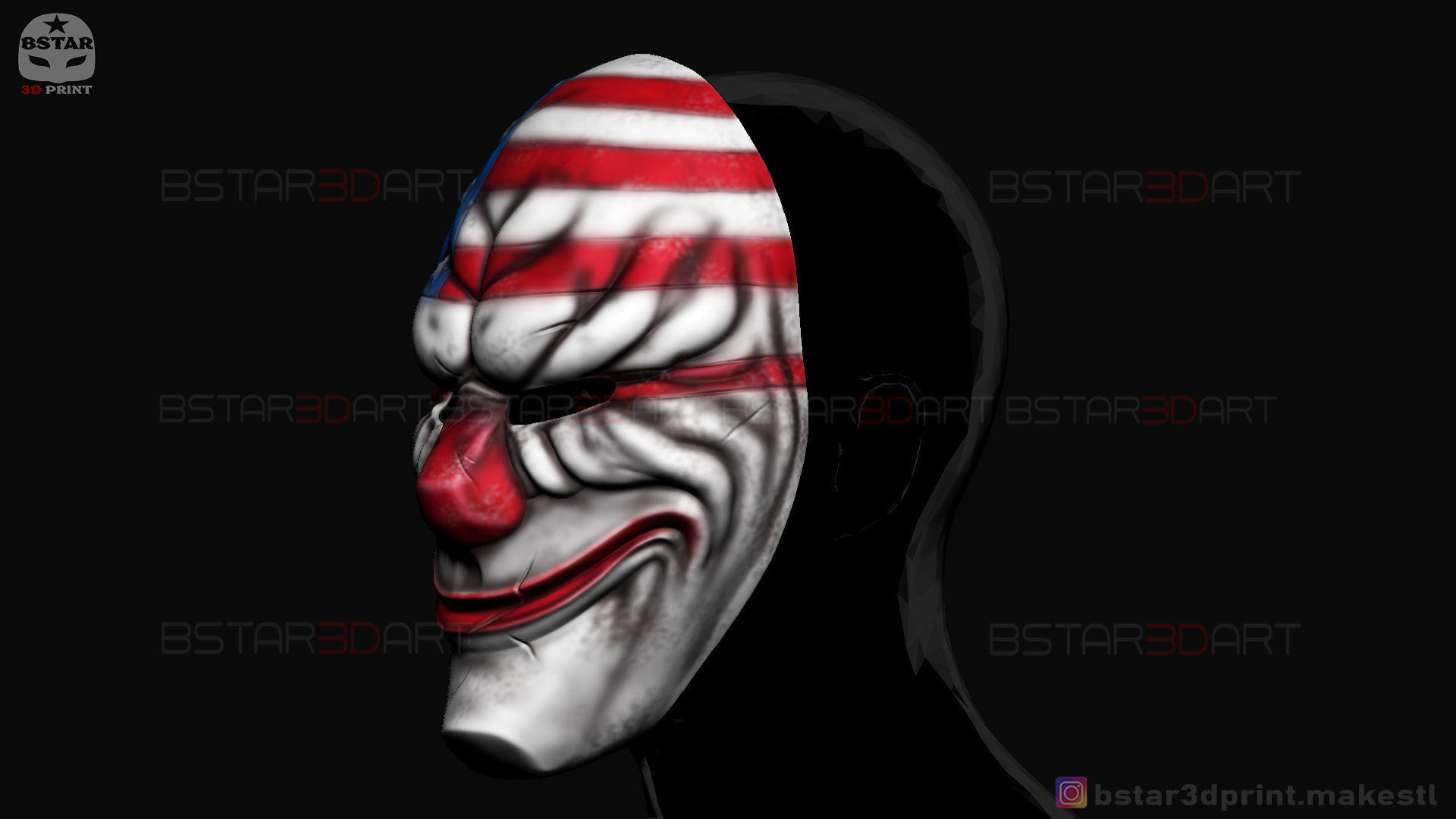 Dallas Mask - Payday 2 Mask - Halloween Cosplay Mask 3D print model_12