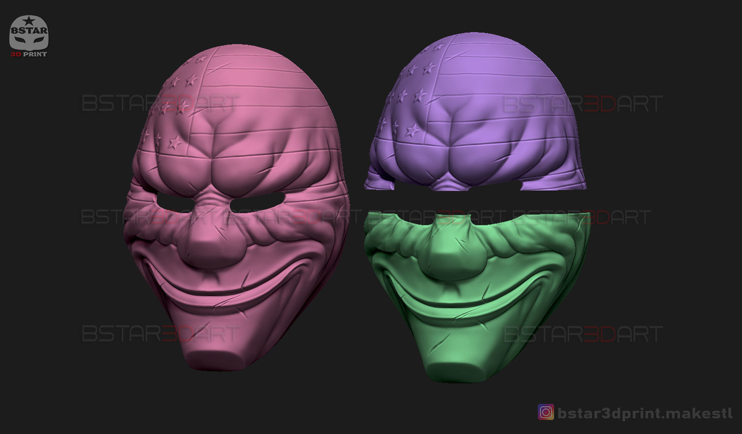 Dallas Mask - Payday 2 Mask - Halloween Cosplay Mask 3D print model_29