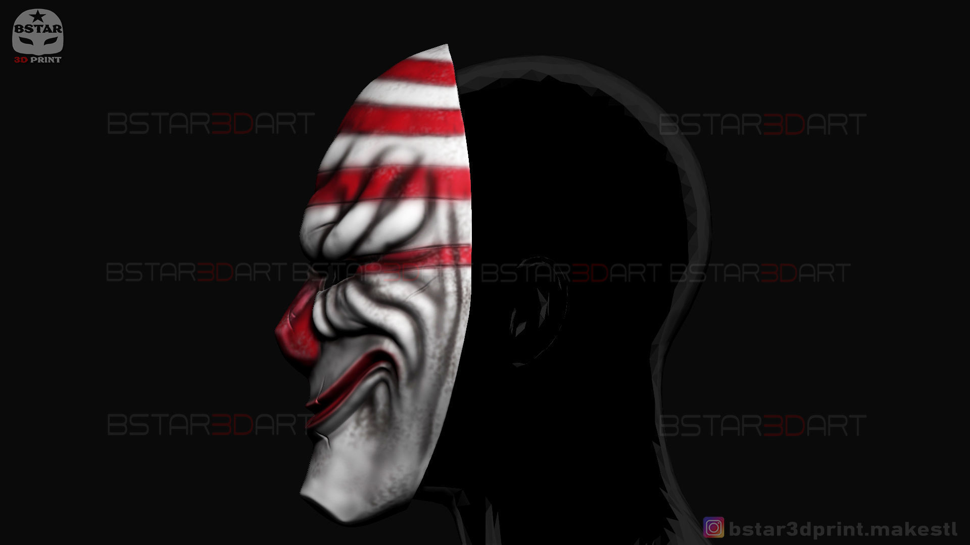 Dallas Mask - Payday 2 Mask - Halloween Cosplay Mask 3D print model_13