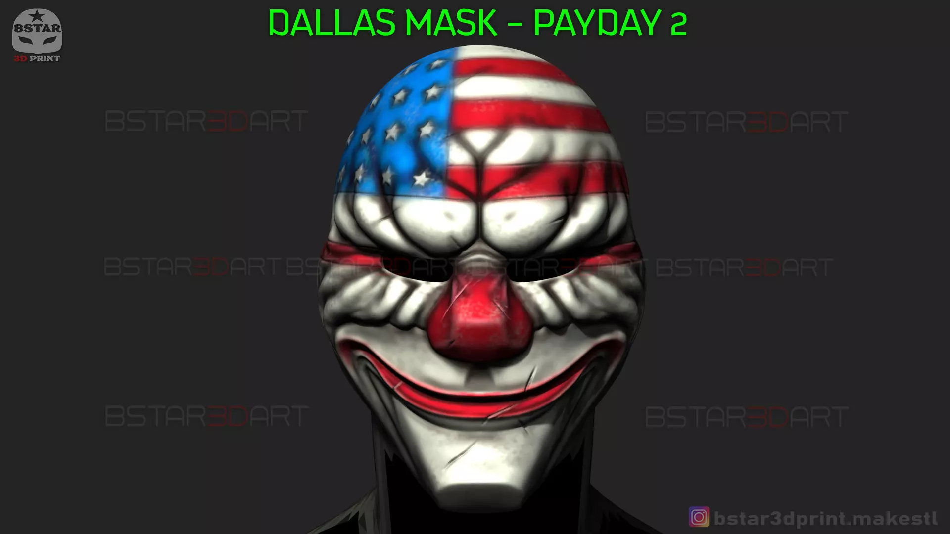Dallas Mask - Payday 2 Mask - Halloween Cosplay Mask 3D print model_0