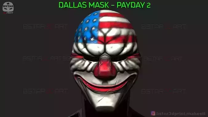 Dallas Mask - Payday 2 Mask - Halloween Cosplay Mask 3D print model