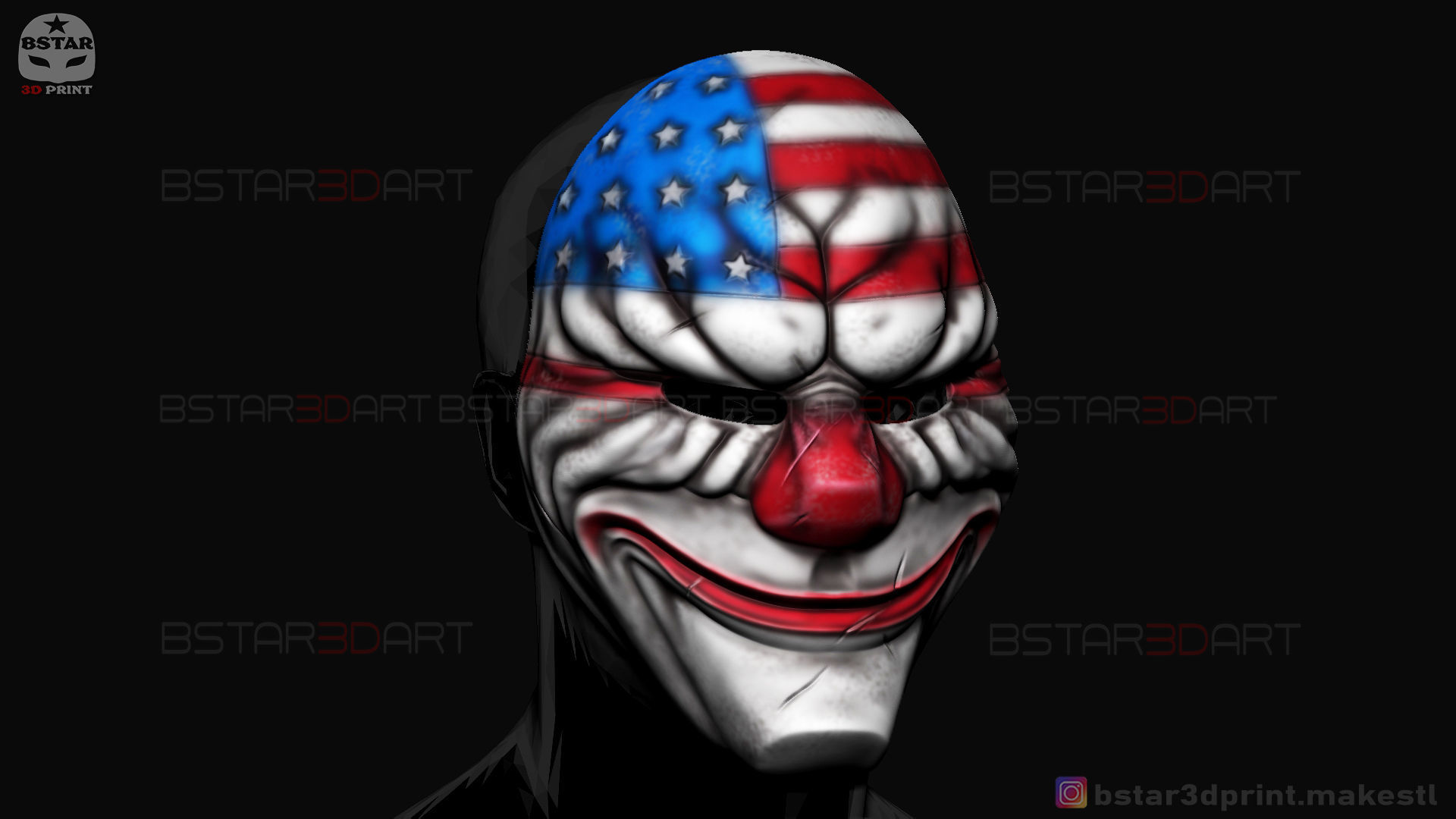 Dallas Mask - Payday 2 Mask - Halloween Cosplay Mask 3D print model_16
