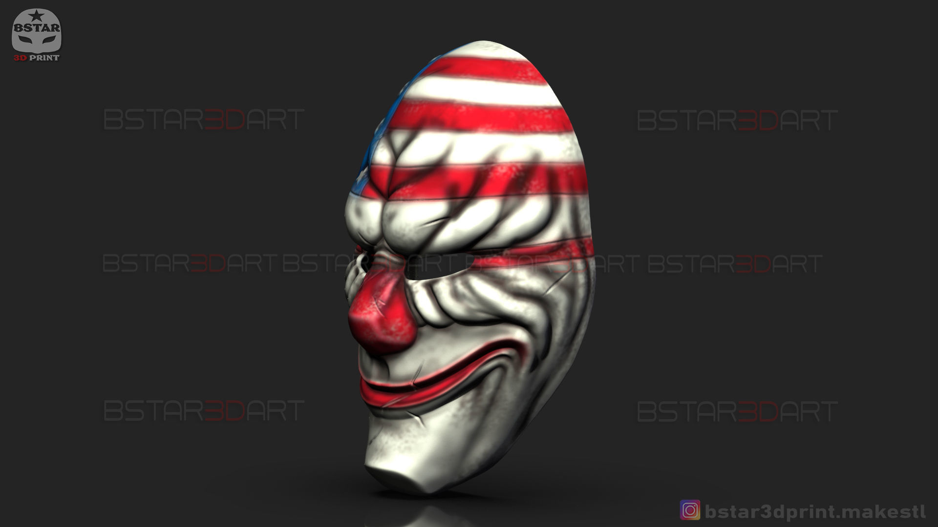 Dallas Mask - Payday 2 Mask - Halloween Cosplay Mask 3D print model_7